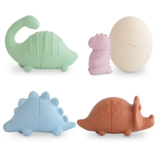 Mushie Silicone Bath Toys, Set of 4-Dinosaurs