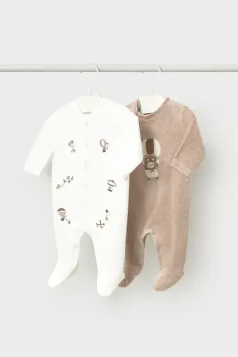 Mayoral 2 Pcs velour onesie Mocha