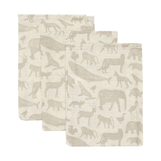 Jollein Animals Washcloths  - Nougat 3pcs