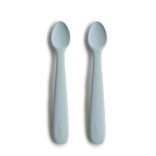 Mushie Silicone Baby Feeding Spoons  2-Pack (Powder Blue)