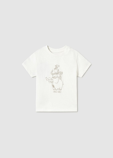 Mayoral Short sleeve t-shirt with animals- Cream