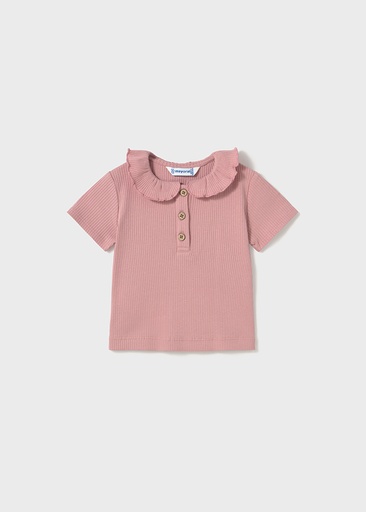 Mayoral Short sleeve ribbed polo - Rose