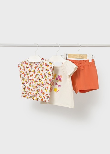 Mayoral Shorts w/ 2 shirt set - Carrot