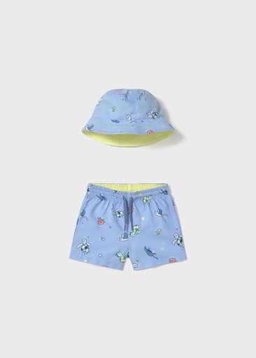 Mayoral Swim shorts w/ bucket hat - Light blue