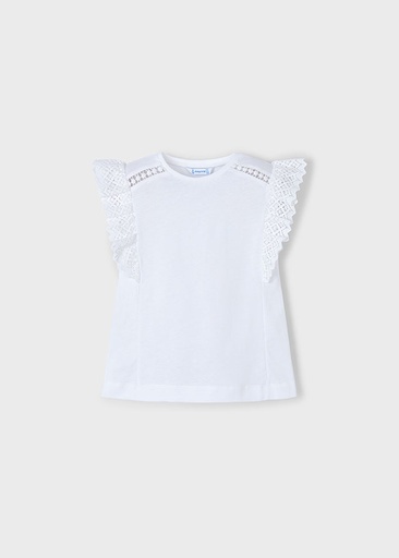 Mayoral Short sleeve crochet t-shirt - White