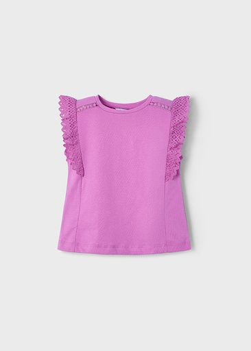 Mayoral Short sleeve crochet t-shirt - Orchid