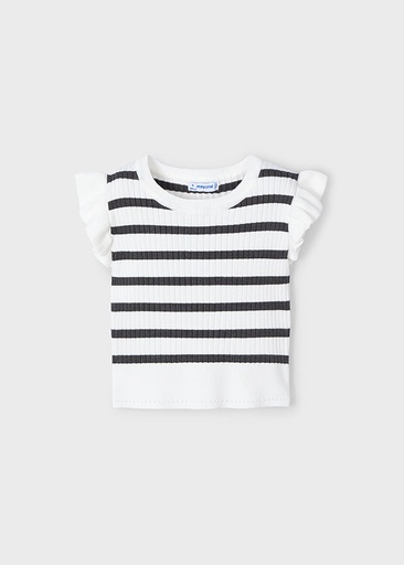 Mayoral Ribbed top - White=char