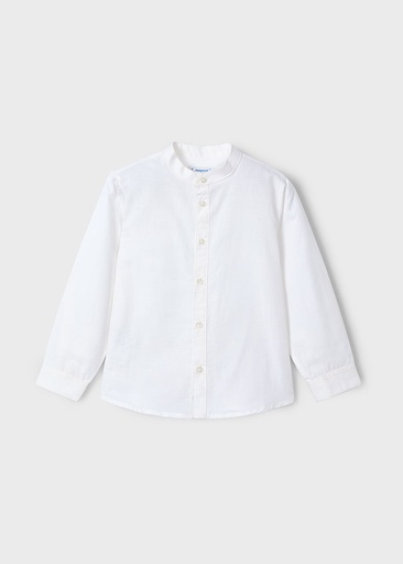 Mayoral Long sleeve mao collar linen shirt - White
