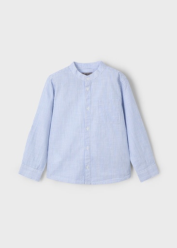 Mayoral Long sleeve mao collar shirt - Sky blue