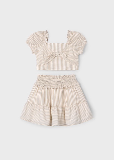 Mayoral Striped skirt set - Cinammon