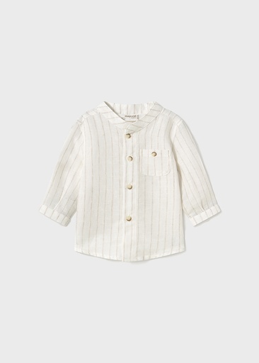 Mayoral Long sleeve mao collar shirt - Wht/linen