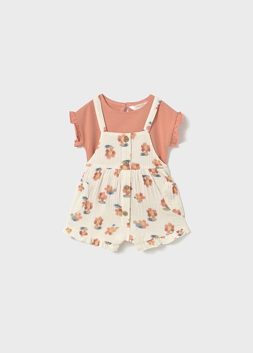 Mayoral Overall and t-shirt set - Peach