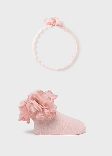 Mayoral Headpiece and sock set - Baby rose