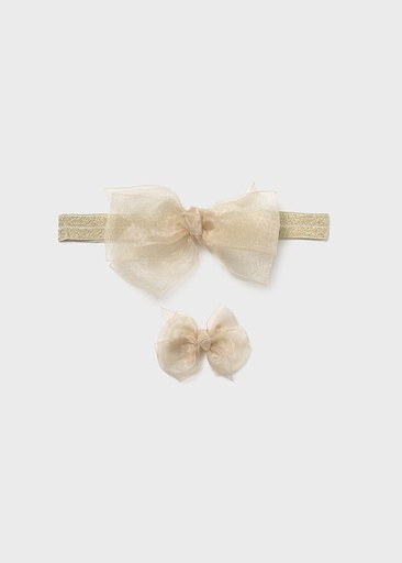 [9888-Champagne-1] Mayoral Headband & clip set - Champagne