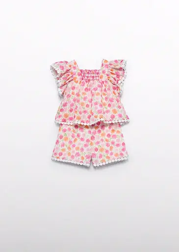 Abel & Lula Short set floral patterns - Fuchsia