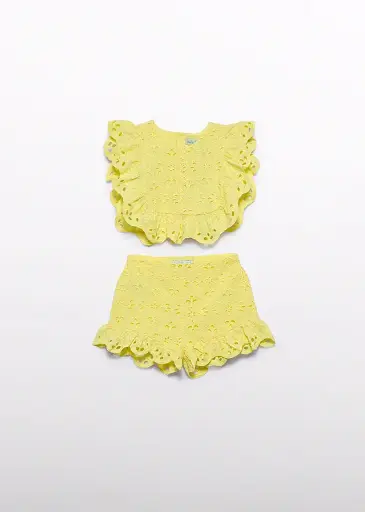 Abel & Lula Embroidered bermuda set - Vanilla
