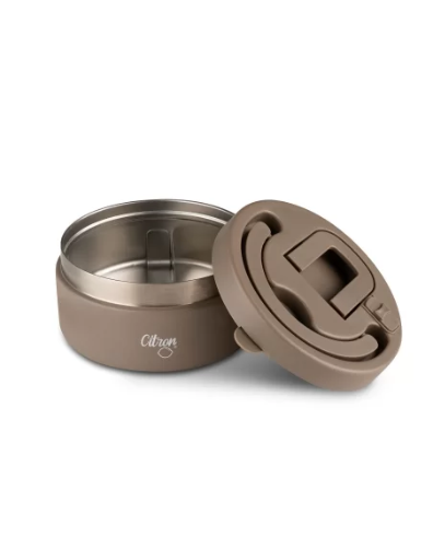Citron Insulated Food Jar 400ml with Divider & Safety Lock - Chocolate Brown 