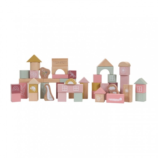 Little Dutch Building Blocks Cubes Wooden Pink