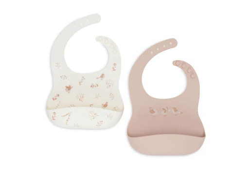Jollein Bib Silicon - Lovely Birds - 2 Pack 
