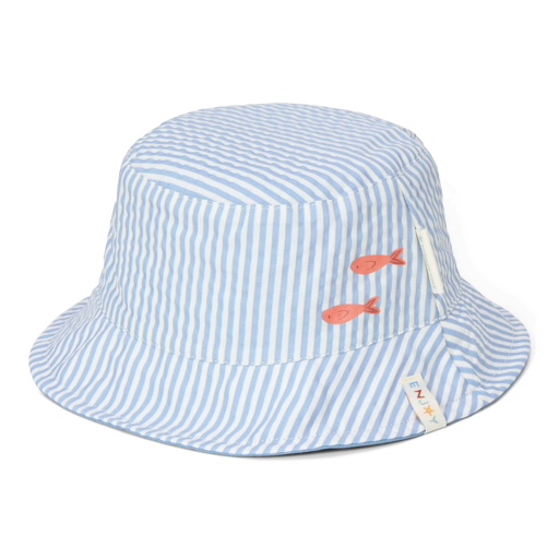 Little Dutch Reversible Bucket Hat Stripes Ocean Blue 1-2Y