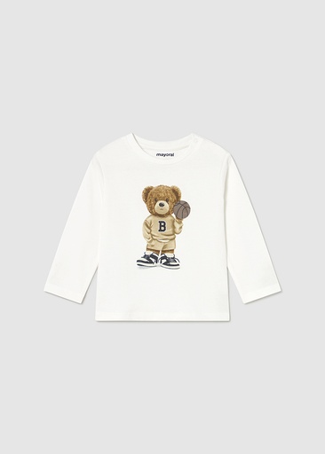 Mayoral Long Sleeve shirt bear - Cream