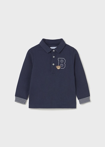 Mayoral Long Sleeve smooth detail polo - Blue
