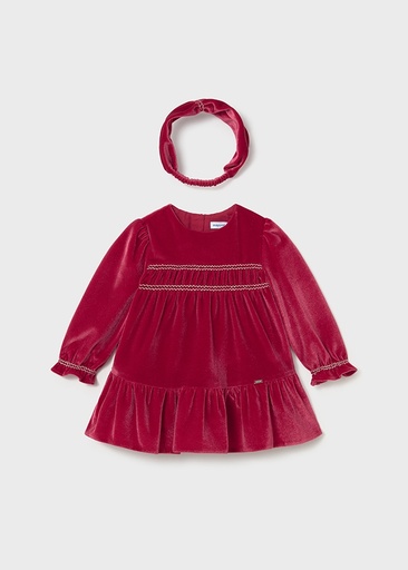 Mayoral Velvet dress with headband - Red