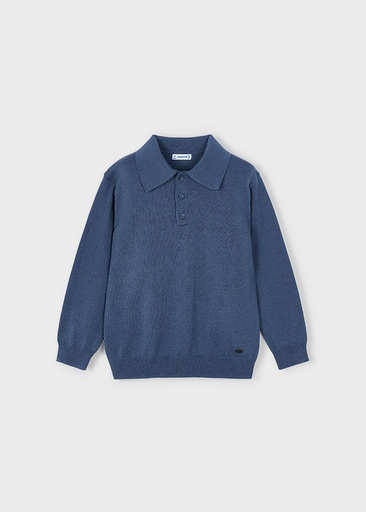 Mayoral Long Sleeve knit polo - H. Steel