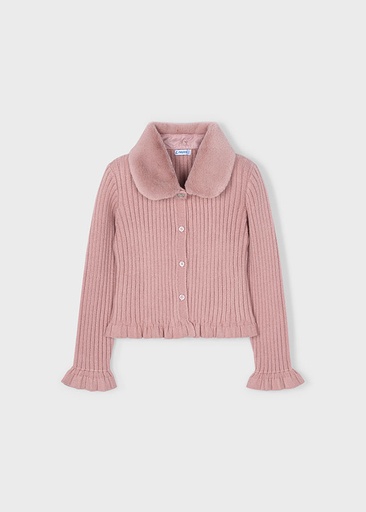 Mayoral Faux fur collar cardigan - Makeup