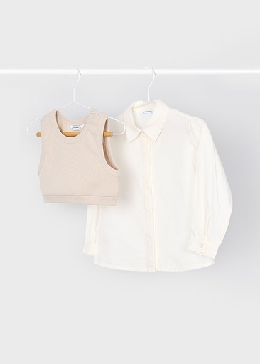 Mayoral Blouse and vest set - Sand