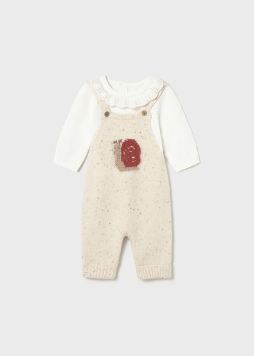 Mayoral Knit dungarees set - Offwhite