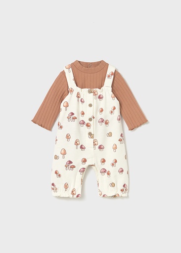 Mayoral Printed dungarees set - Cinammon