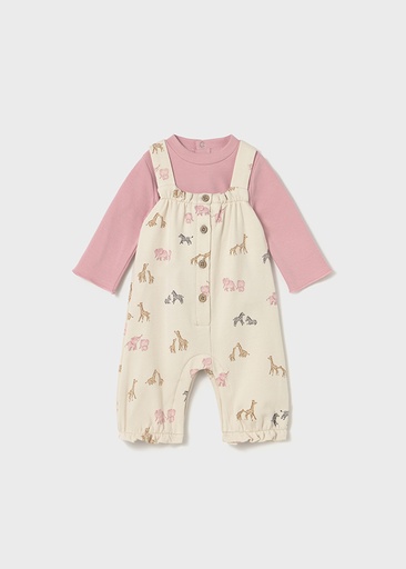 Mayoral Printed dungarees set - Orchid