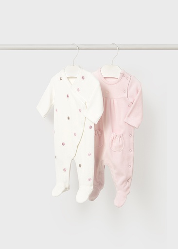 Mayoral 2 Pcs velour onesie - Baby Rose