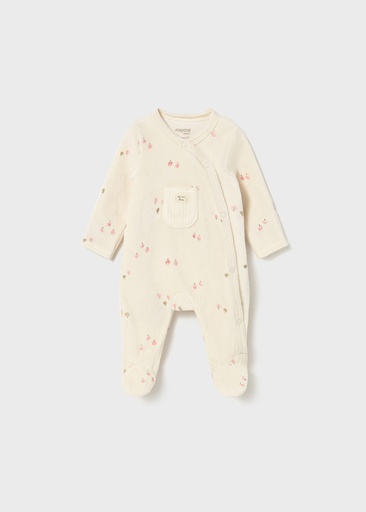 Mayoral Velour onesie - Cream Pink