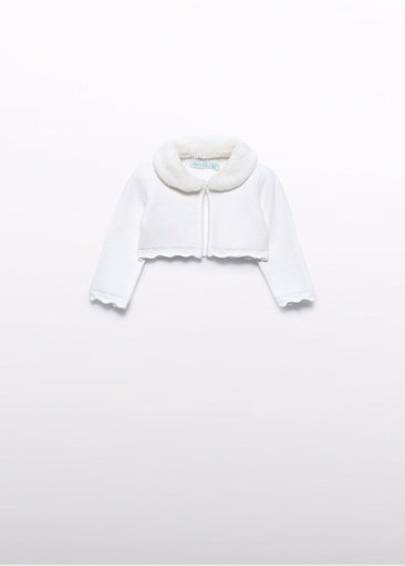 Abel & Lula Faux fur collar cardigan - Cream