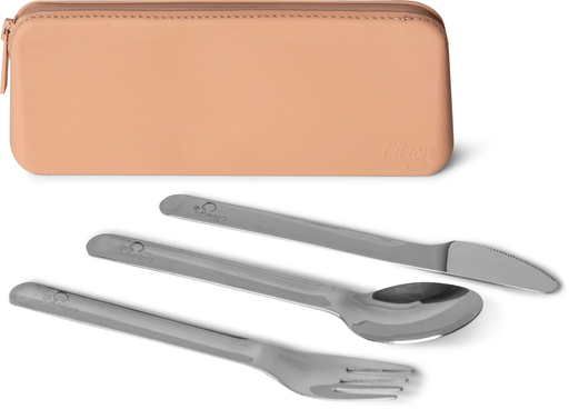 Citron Stainless Steel Cutlery Set with Pouch - Blush Pink 