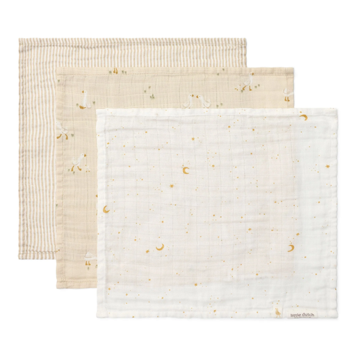 [LD-TE51725032] Little Dutch - Set of 3 muslin face cloths Little Goose