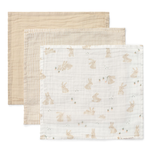 [LD-TE51795033] Little Dutch - Set of 3 muslin face cloths Baby Bunny