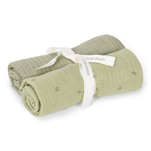 [LD-TE51815039] Little Dutch - Set of 2 muslin swaddles Pure Sage 70x70