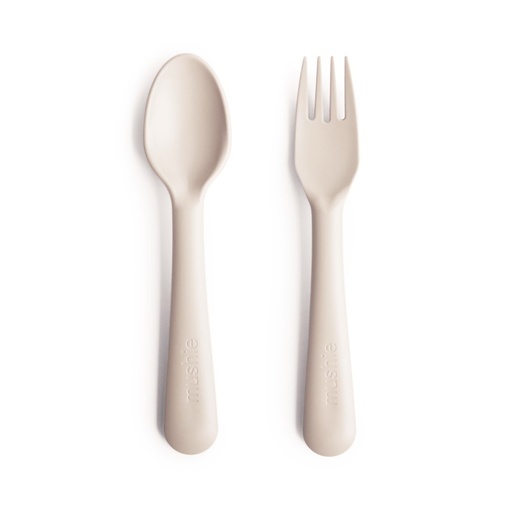 Mushie Fork and Spoon Set for Kids (Ivory)