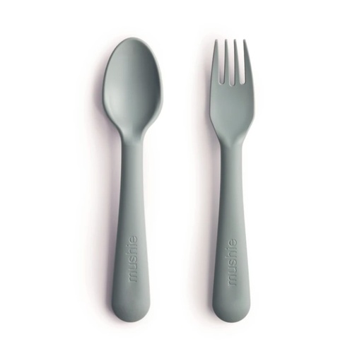 Mushie Fork and Spoon Set Cutlery Sage 2 Pc