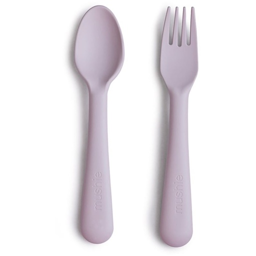 Mushie Fork and Spoon Set Cutlery Soft Lilac 2 Pc
