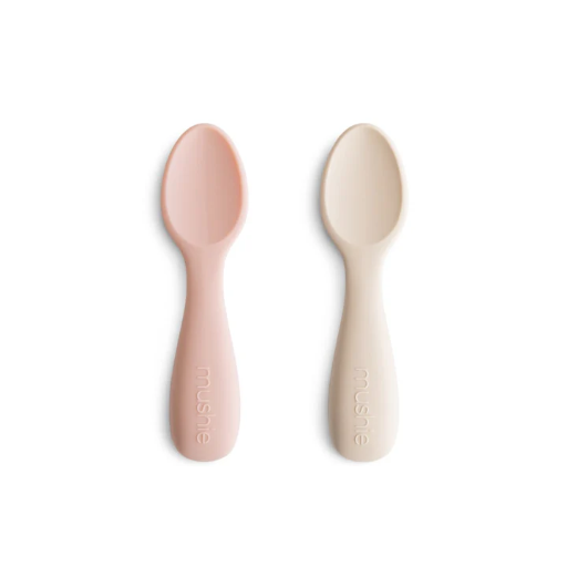 Mushie Toddler Starter Spoons Blush/ Shifting Sand 