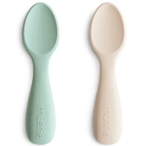 Mushie Toddler Starter Spoons Cambridge blue/Shifting Sand 