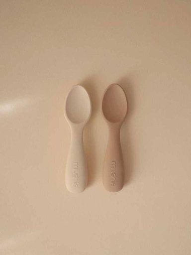 Mushie Toddler Starter Spoons Natural/Shifting Sand 