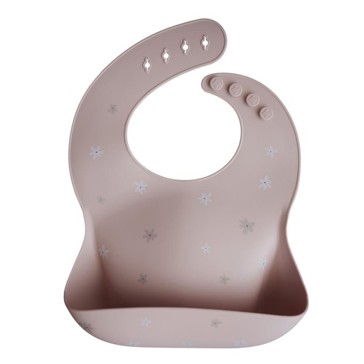 Mushie Silicone Baby Bibs  Adjustable Fit Waterproof Bibs  Toddlers (Daisy)