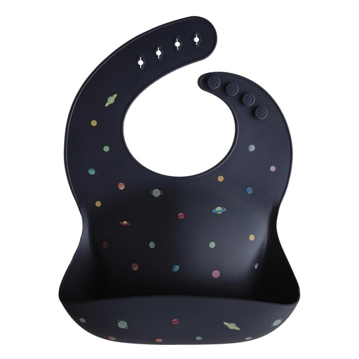 Mushie Silicone Baby Bibs  Adjustable Fit Waterproof Bibs  Toddlers - Planets